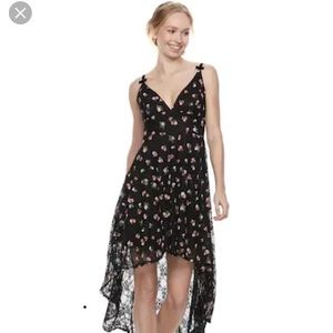 Black High-low Dress with Roses